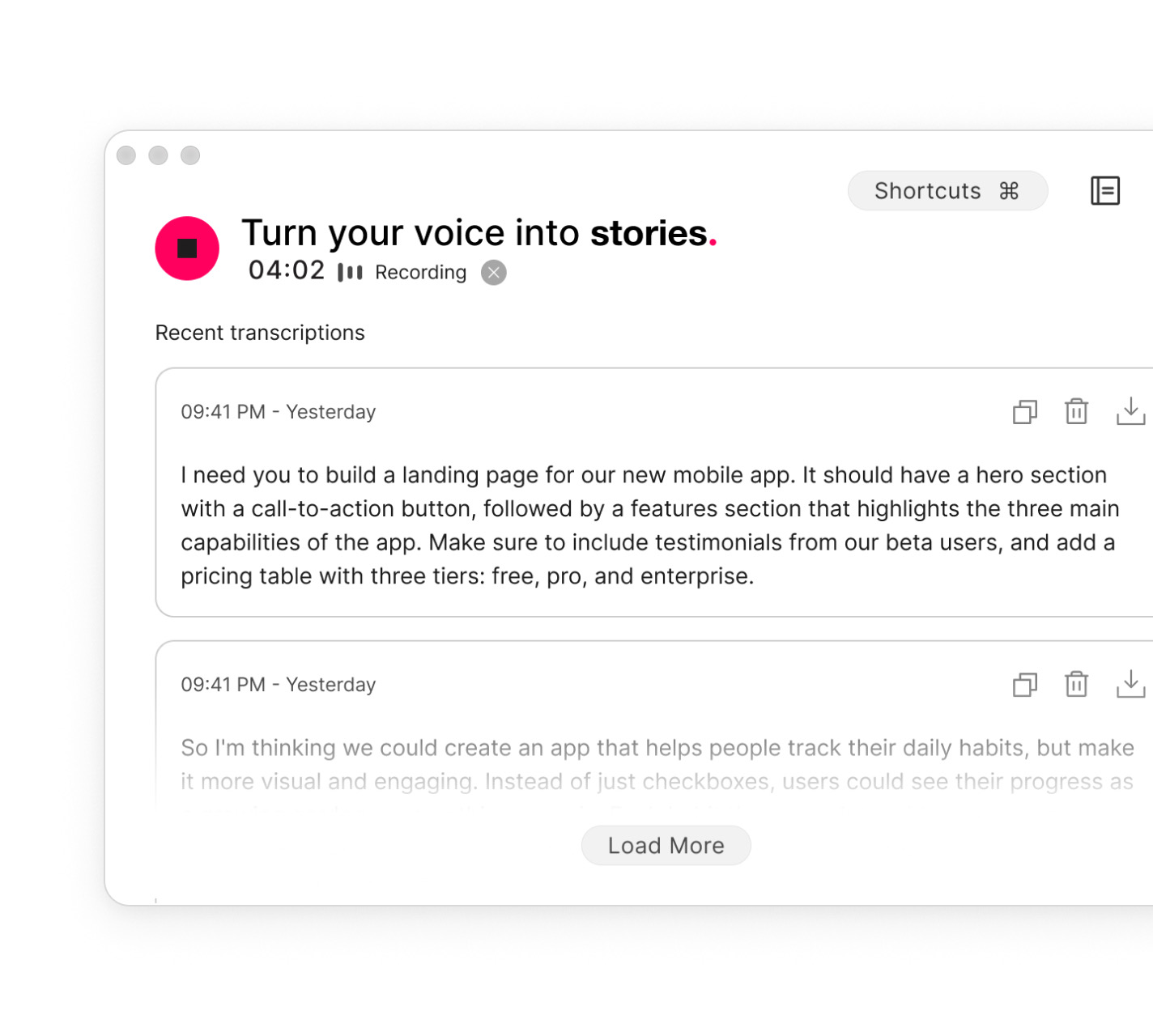 Stories App Screenshot